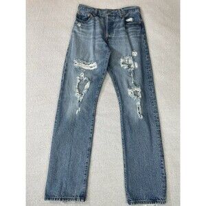 Levi's 501 Big E Straight Leg Premium Jeans Women’s 29 x 32 Destroyed Selvedge